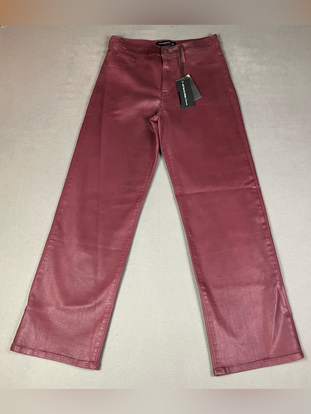 Just Black Denim Jeans Women’s Size 28 Coated Straight Leg Burgundy Pants NWT!